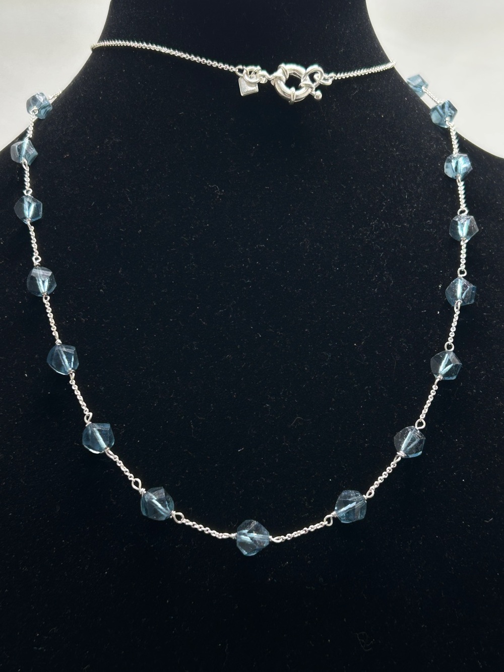 Banana Republic, Silver And Blue Crystal Long Necklace